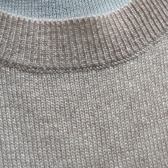 Theory Cashmere Short Sleeve Luxe Knit-Taupe/Oatmeal-NWT - Picture 2 of 5